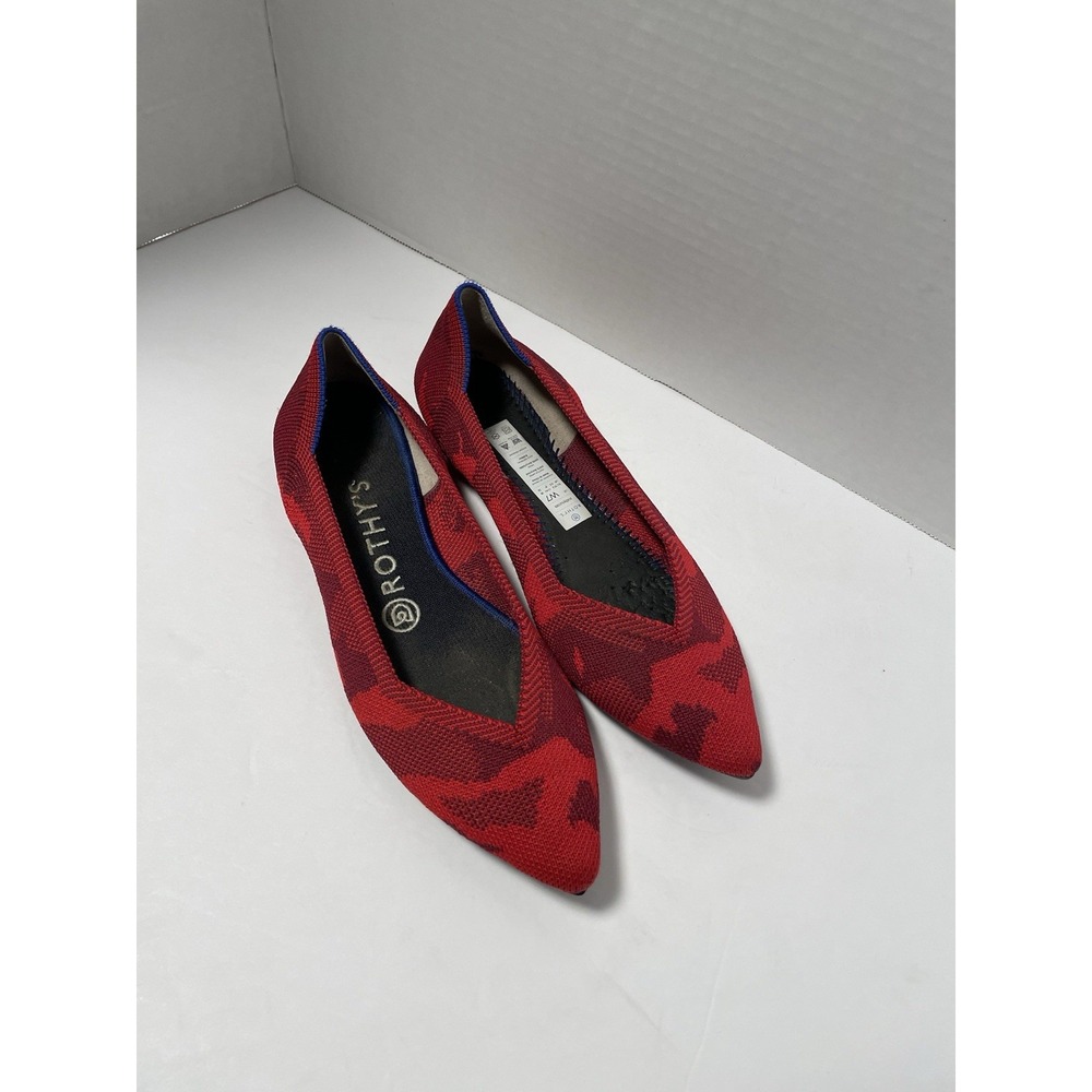 Rothy's The Point Flats Slip On Women's Size 7 Red camouflage Pattern - Picture 3 of 15